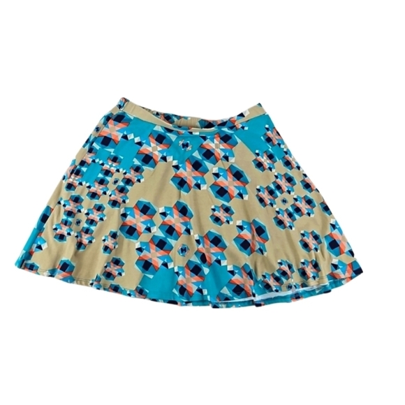 Weatherproof Dresses & Skirts - Y2K Vintage Skater Skirt in Teal and Tan Geo Print